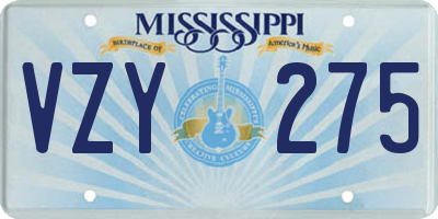 MS license plate VZY275