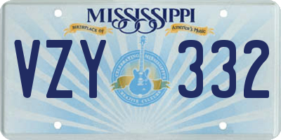 MS license plate VZY332