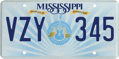 MS license plate VZY345