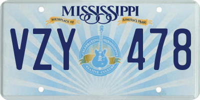 MS license plate VZY478