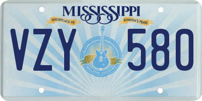 MS license plate VZY580