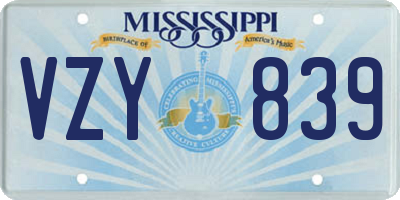 MS license plate VZY839