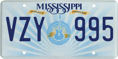 MS license plate VZY995