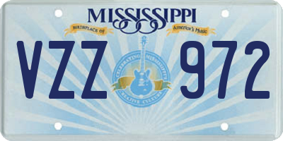 MS license plate VZZ972