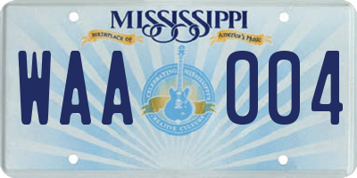 MS license plate WAA004