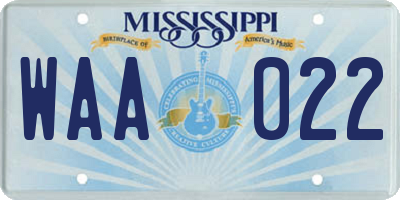 MS license plate WAA022