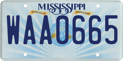 MS license plate WAA0665