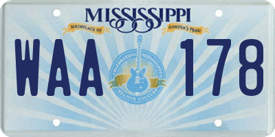 MS license plate WAA178