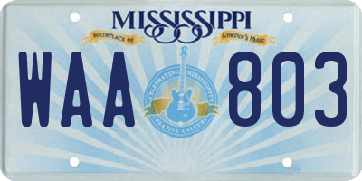 MS license plate WAA803