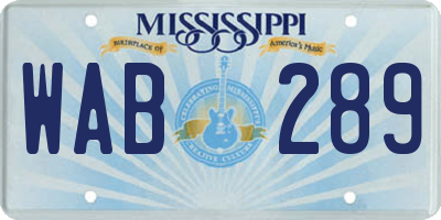 MS license plate WAB289