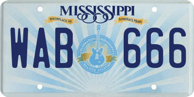 MS license plate WAB666