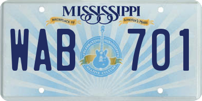 MS license plate WAB701