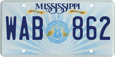 MS license plate WAB862