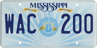 MS license plate WAC200
