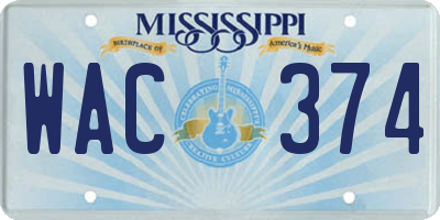 MS license plate WAC374