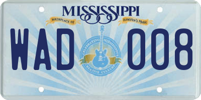 MS license plate WAD008