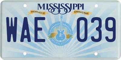 MS license plate WAE039