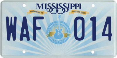 MS license plate WAF014