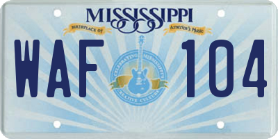 MS license plate WAF104