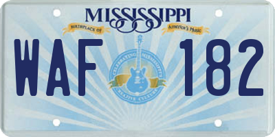 MS license plate WAF182
