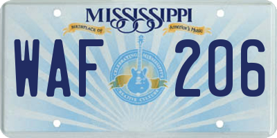 MS license plate WAF206