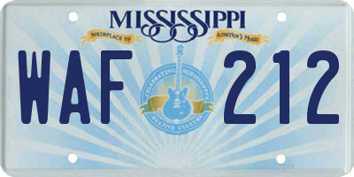 MS license plate WAF212