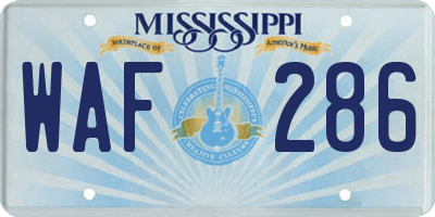 MS license plate WAF286