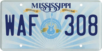 MS license plate WAF308