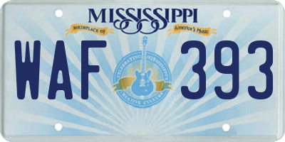 MS license plate WAF393