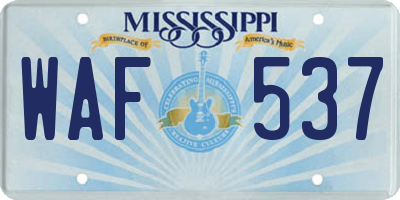 MS license plate WAF537