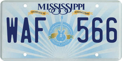 MS license plate WAF566