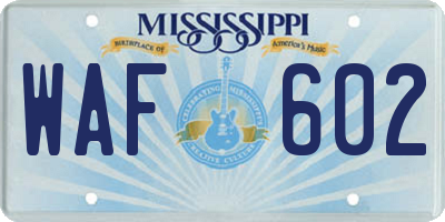 MS license plate WAF602