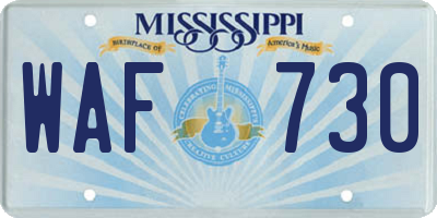 MS license plate WAF730