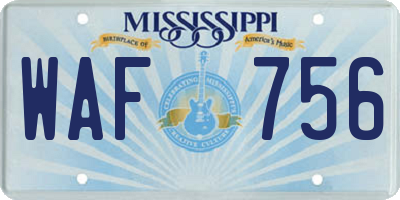 MS license plate WAF756
