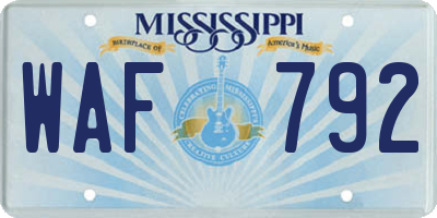 MS license plate WAF792
