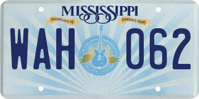 MS license plate WAH062
