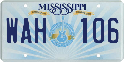 MS license plate WAH106