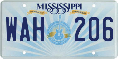 MS license plate WAH206