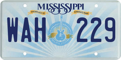 MS license plate WAH229