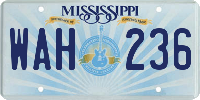 MS license plate WAH236