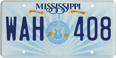 MS license plate WAH408