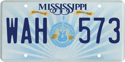 MS license plate WAH573