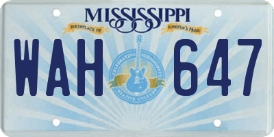 MS license plate WAH647
