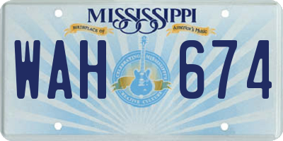 MS license plate WAH674