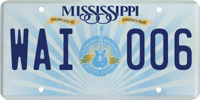 MS license plate WAI006
