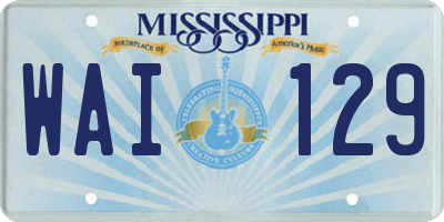 MS license plate WAI129