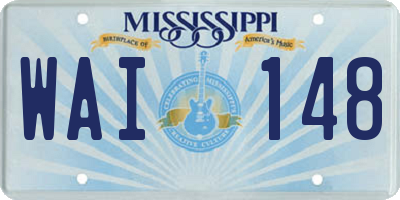 MS license plate WAI148