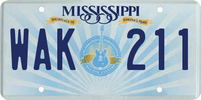 MS license plate WAK211