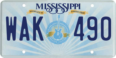 MS license plate WAK490