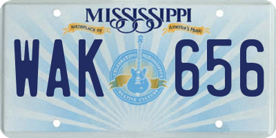 MS license plate WAK656